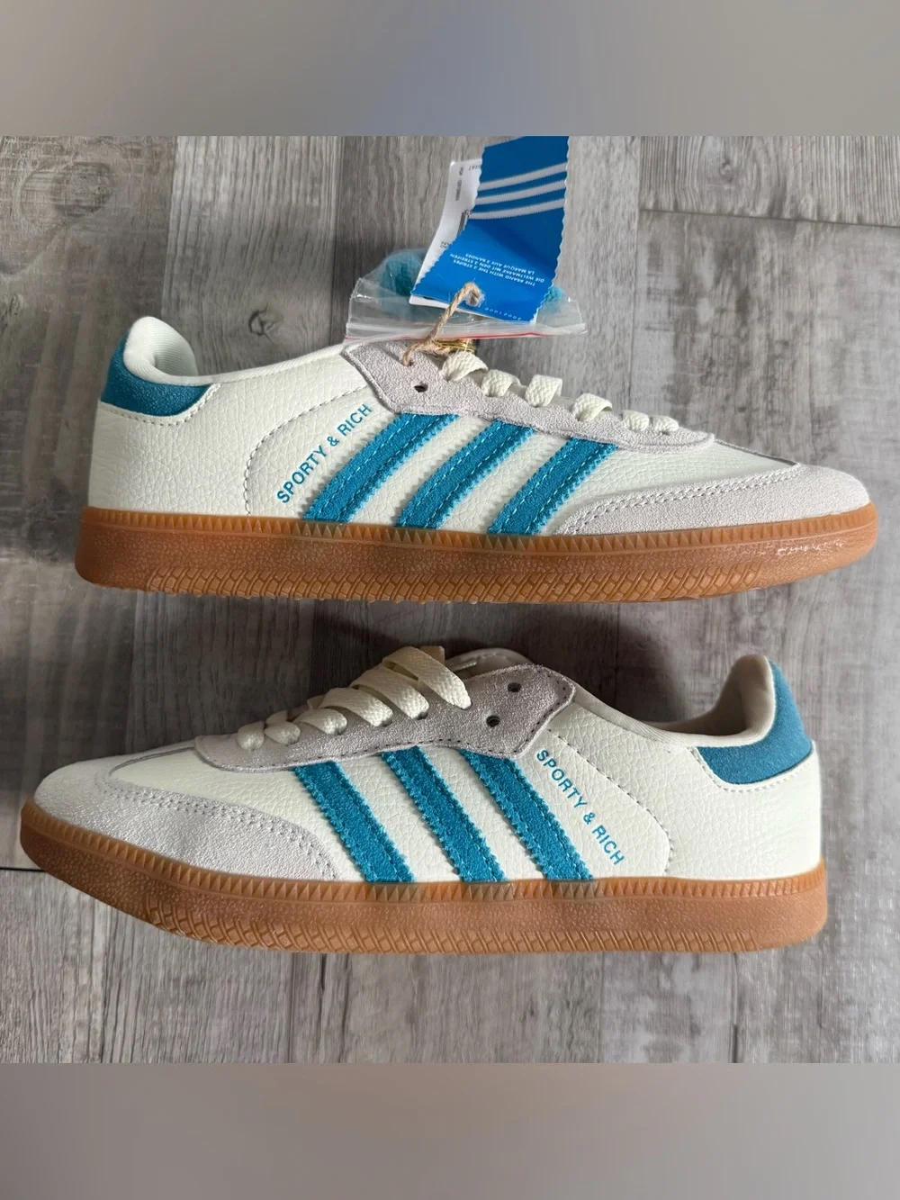 NWT adidas Samba OG Women Beige Blue Size W6.5/EU38
